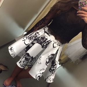 Black and White Rose Homecoming Dress